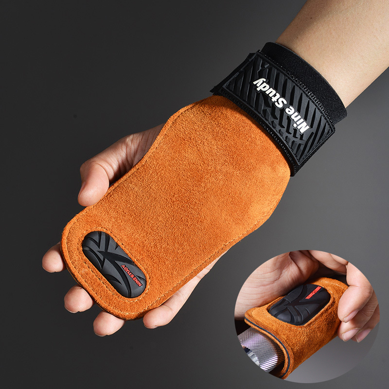 Crossfit Workout Gear - ถุงมือเล่นยิมหนังวัวยกน้ำหนักอุปกรณ์ออกกำลังกายแบบครอสฟิตกันลื่นป้องกันฝ่ามือ